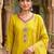 embroidered v-neck kurta & trousers with dupatta kurta set
