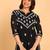 Women black lucknowi chikankari floral embroidered georgette a-line kurti