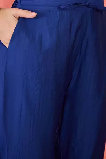 women embroidered zari mirror work kurta pant with dupatta set