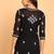 Women black lucknowi chikankari floral embroidered georgette a-line kurti