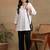 Women white pure cotton ethnic motifs embroidered lucknowi chikankari flared short kurtis