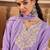women thread embroidered with mirror work a-line kurta with trousers & dupatta