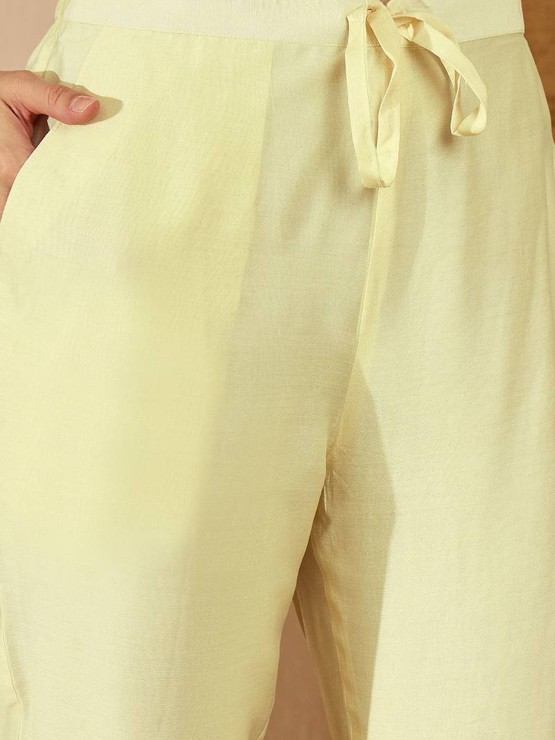 women ethnic motifs thread work kurta with trousers & with dupatta