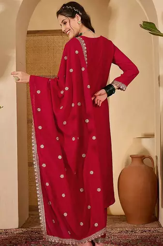 women floral printed a-line kurta with pyjamas & dupatta
