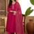 embroidered v- neck kurta & trousers with dupatta