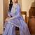 floral embroidered thread work chinon silk a-line kurta with palazzos &  dupatta