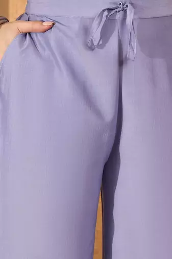 floral embroidered thread work chinon silk a-line kurta with palazzos &  dupatta