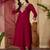 paisley yoke design notch neck thread work straight kurta with trousers & dupatta