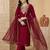 embroidered round neck kurta & trousers with dupatta