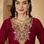 embroidered round neck kurta & trousers with dupatta