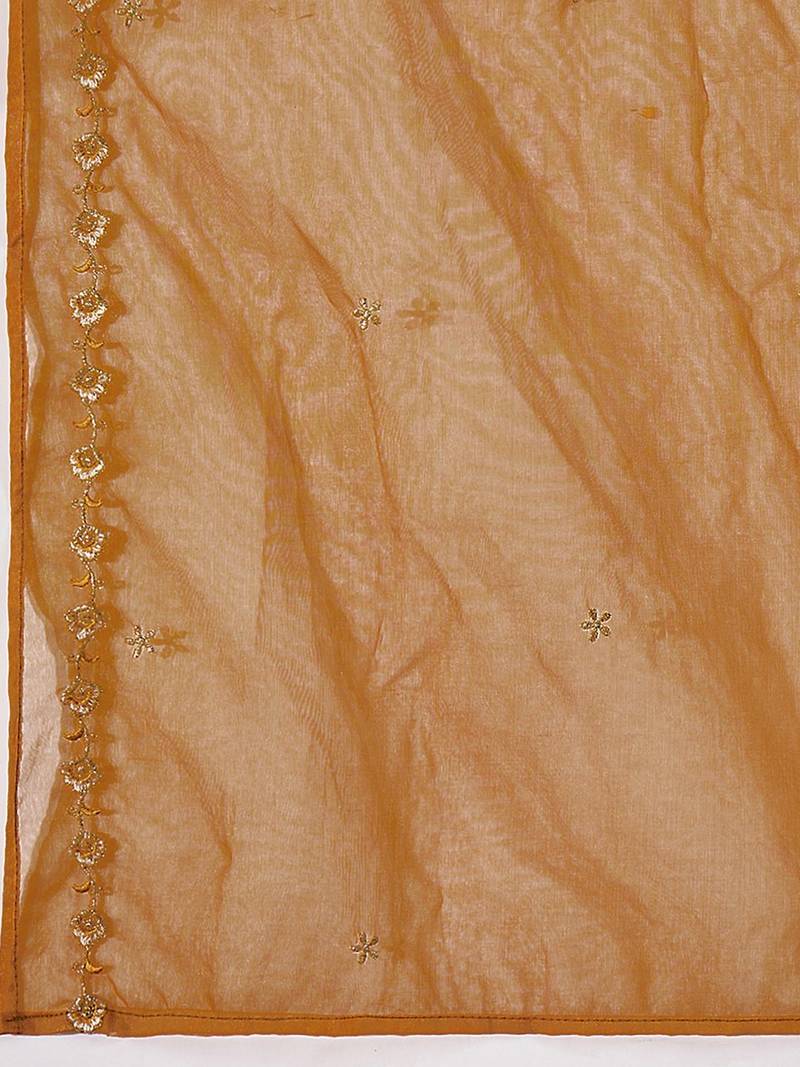 women ethnic motifs embroidered regular thread work kurta with trousers & with dupatta