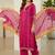 women embroidered notch neck kurta with trousers & dupatta