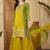 floral embroidered round neck zari kurta with palazzos & dupatta