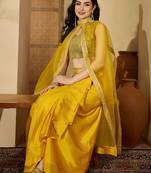 embroidered zari sequinned top with pleated dhoti & shrug co-ords set