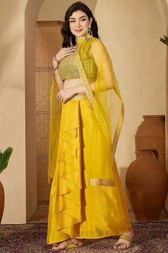 embroidered zari sequinned top with pleated dhoti & shrug co-ords set