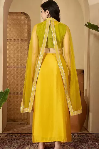 embroidered zari sequinned top with pleated dhoti & shrug co-ords set