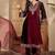 zari sequence thread cording embroidered velvet kurta with trousers & dupatta