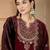 zari sequence thread cording embroidered velvet kurta with trousers & dupatta