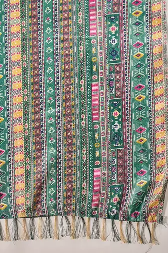 geometric embroidered empire sequinned straight kurta with trouser & dupatta