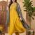 embroidered v-neck kurta & trousers with dupatta