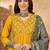 embroidered v-neck kurta & trousers with dupatta