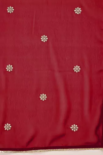 georgette zari sequence embroidered kurta with palazzos and dupatta