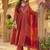 embroidered v-neck kurta trousers & dupatta