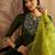 floral embroidered round neck thread work kurta with trousers & dupatta