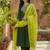 embroidered round neck kurta trousers & dupatta