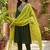 embroidered round neck kurta trousers & dupatta