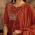 zari sequin embroidered straight kurta with trousers & dupatta