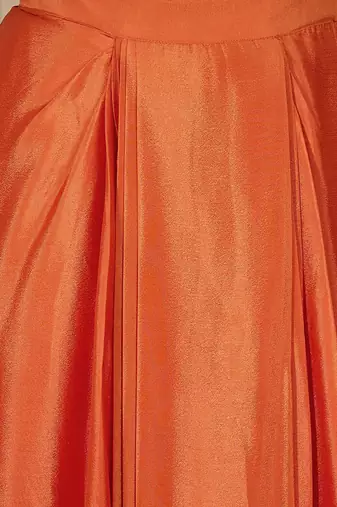 zari sequence thread work crop top & pleated skirt with shrug co-ords