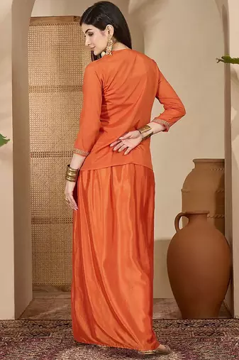 zari sequence thread work crop top & pleated skirt with shrug co-ords