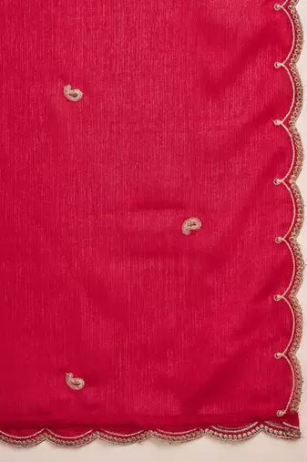 zari sequence embroidered kurta with trousers & dupatta