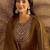 embroidered round neck kurta & trousers with dupatta