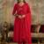 women printed  v-neck kurta with trousers & dupatta