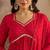 women printed  v-neck kurta with trousers & dupatta