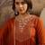 sequence thread embroidered round neck a-line kurta & trousers with dupatta