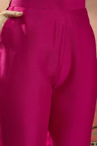 embroidered straight kurta with trousers & dupatta