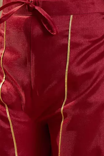 embroidered a-line kurta with palazzo & dupatta