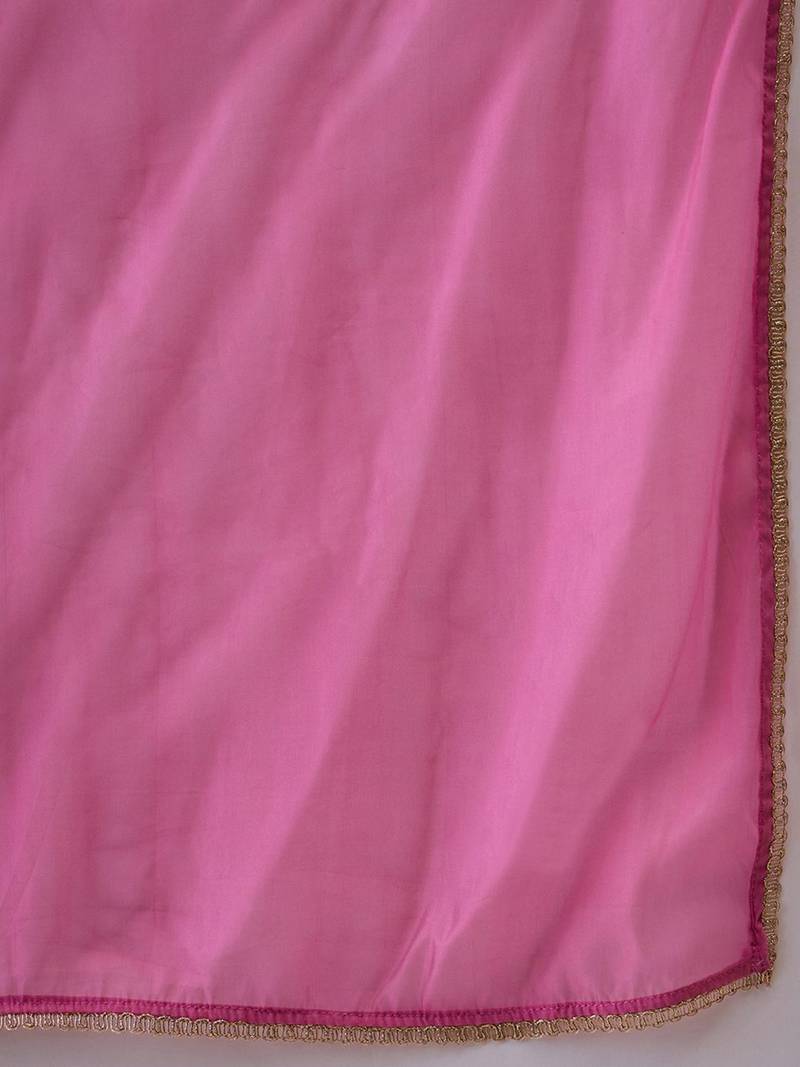 embroidered round neck kurta sharara & dupatta