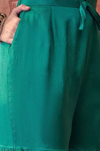 embroidered round neck kurta sharara & dupatta
