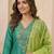 embroidered v-neck straight kurta & trousers with dupatta