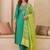 embroidered v-neck straight kurta & trousers with dupatta