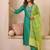 embroidered v-neck straight kurta & trousers with dupatta