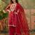 embroidered round neck straight kurta & palazzos with dupatta