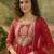 embroidered round neck straight kurta & palazzos with dupatta