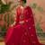 embroidered round neck kurta trousers & dupatta