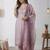 embroidered round neck kurta trousers & dupatta