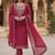 embroidered georgette round neck kurta trousers & dupatta